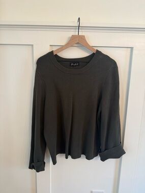 Marled Olive Knit Crewneck Sweater